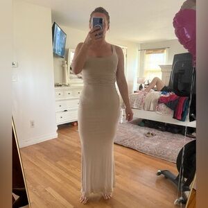 Riot Swim Cream Bodycon Maxi Dress Scoop Neck Sleeveless